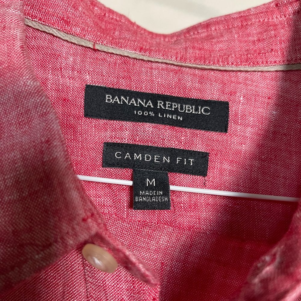 Banana Republic Men's Camden Fit Long Sleeve Button Up | Color: Red | Size: M - Picture 2 of 6